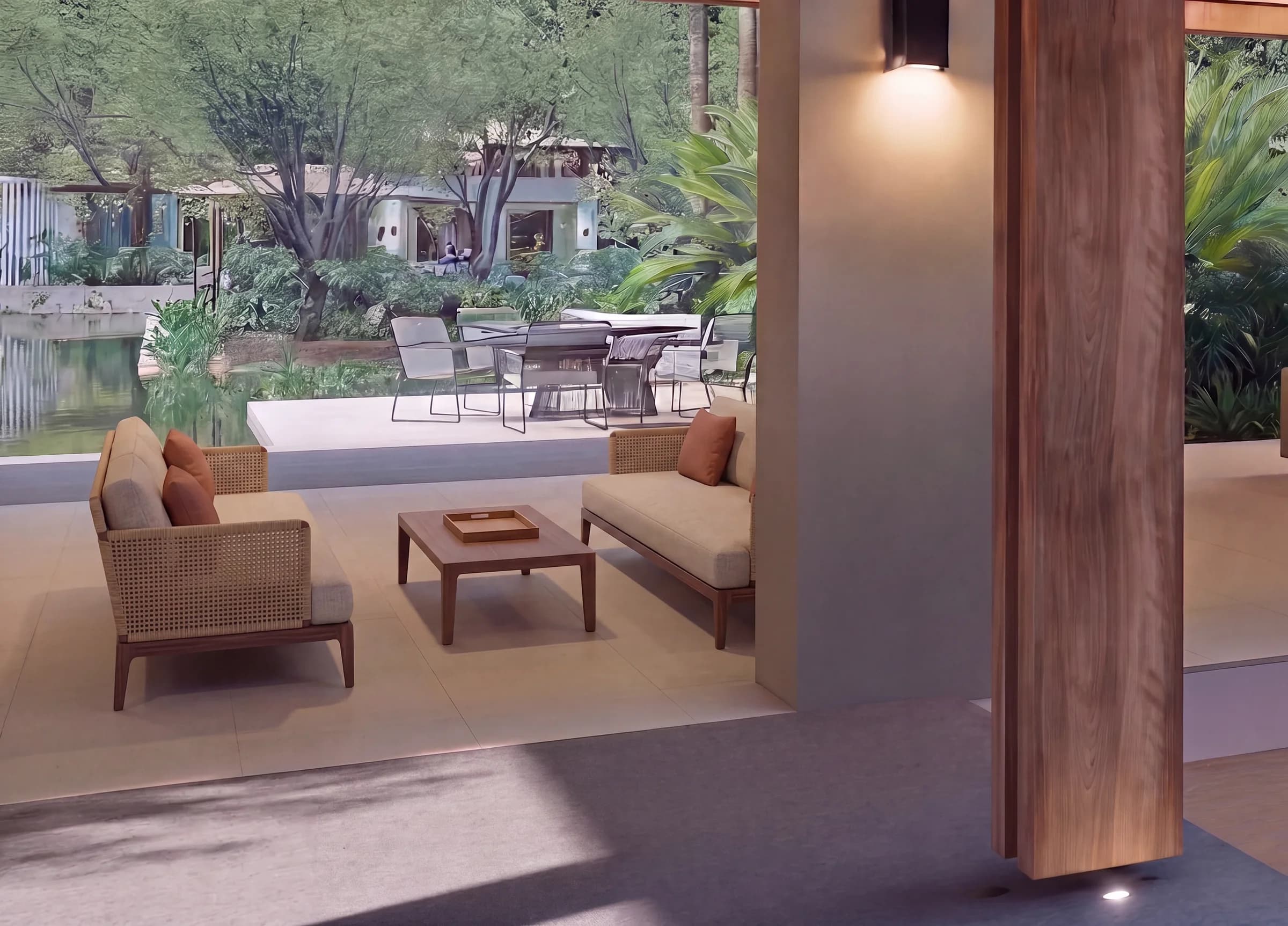 Selva Grand House lounge opening to the courtyard